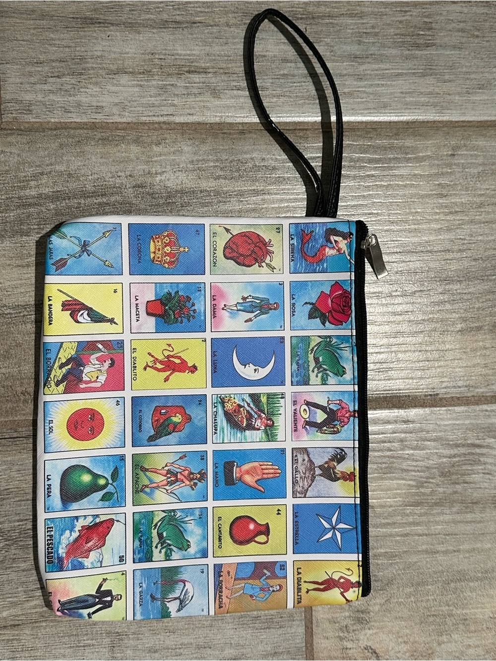 Lotería Card Print Wristlet Pouch in Multicolor